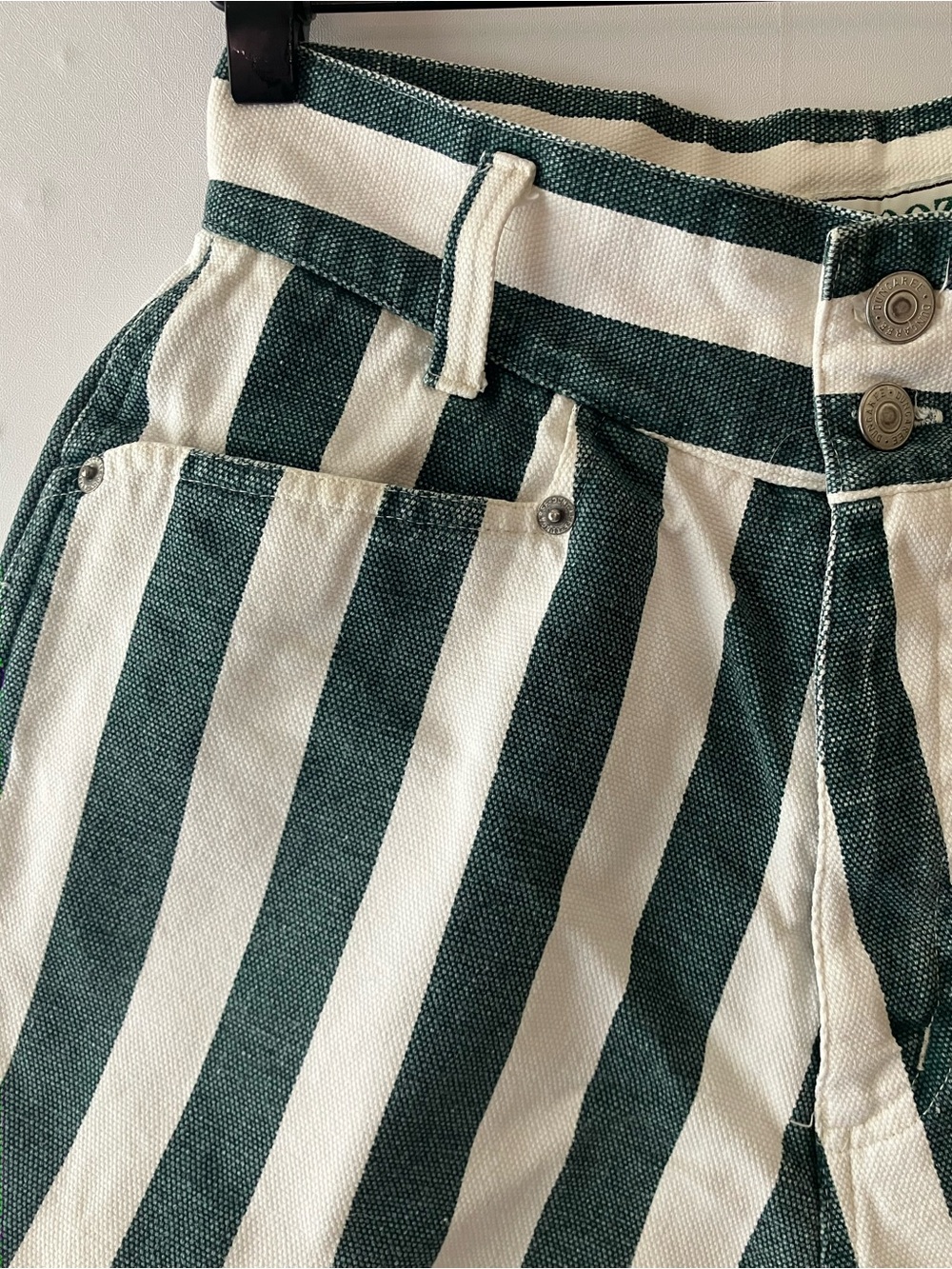 VINTAGE Striped High Waisted Denim Shorts - Picture 3 of 6